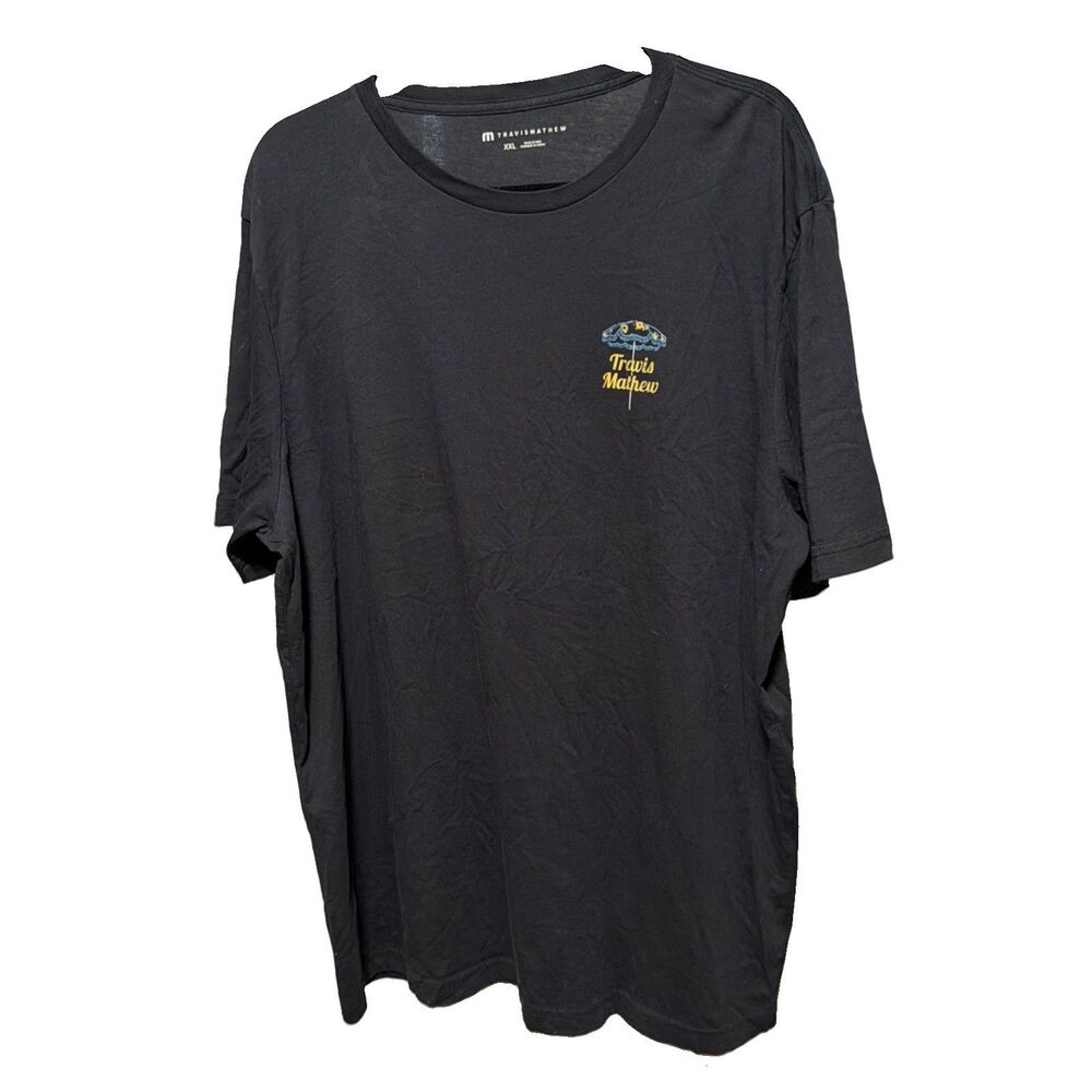 Travis Mathew T Shirt Mens XXL 2XL Black Double Sided Golf Always On Vacation